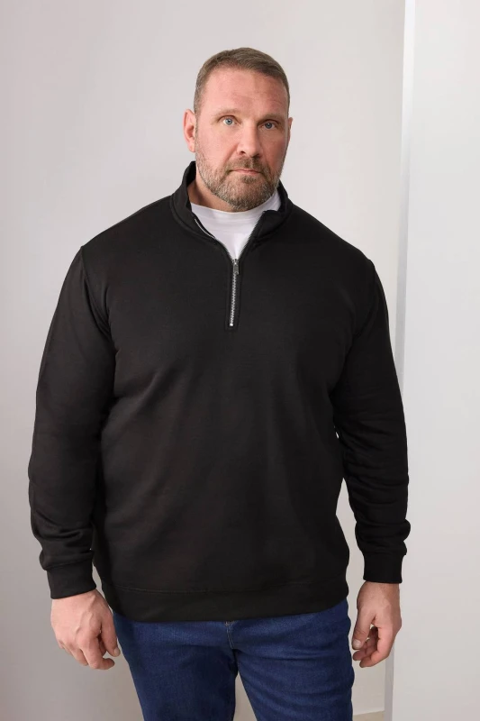 Image of BadRhino Mens Quarter Zip Sweatshirt in Black Size: XL Black Male XL