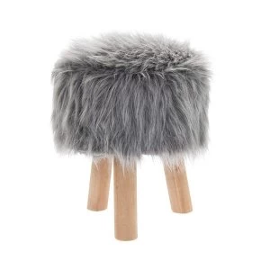 Image of Grey Furry Stool Round By Lesser & Pavey