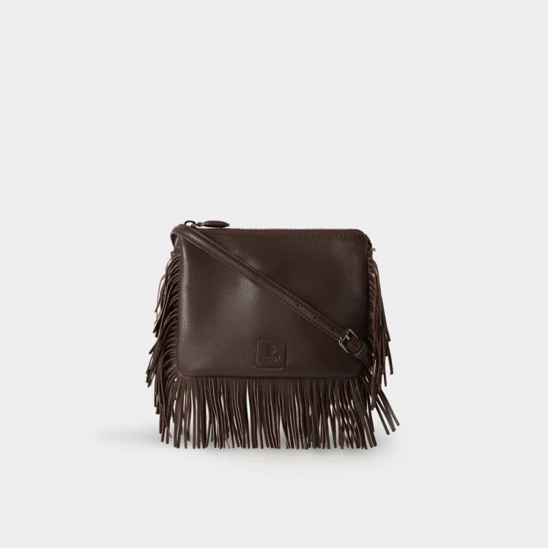 Image of OSPREY LONDON Womens The Faithful Leather Crossbody Bag in Chocolate Chocolate Female One Size