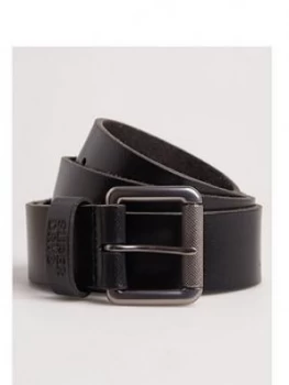 Image of Superdry Premium Boxed Leather Belt, Black, Size S, Men