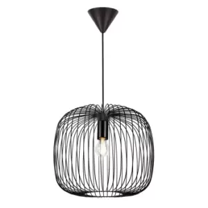 Image of Beroni Wire Frame Pendant Ceiling Light Black E27