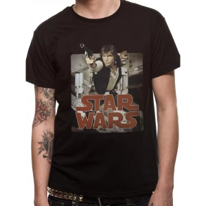 Image of Star Wars - Han Retro Badge Mens Small T-Shirt - Black