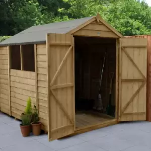 Image of Forest Garden Overlap Pressure Treated 8' x 6' Apex Double Door Shed w/ Installation