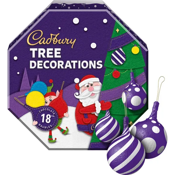 Image of Cadbury Gifts Direct Cadbury Dairy Milk Chocolate Bauble Tree Decorations 108g 4240653