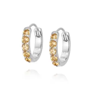 Image of Daisy London 925 Sterling Silver Beloved Citrine Huggie Earrings Sterling Silver