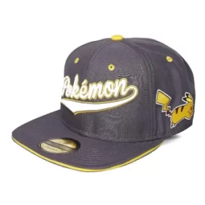 Image of POKEMON Stylish Logo & Pika Snapback Baseball Cap, Unisex, Black/Yellow (SB541784POK)