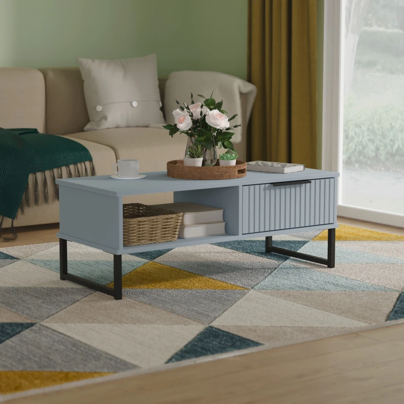 Image of Ready Assembled 2 U Menai 1 Drawer Coffee Table (Ready Assembled) in Light Blue Size: Medium Light Blue Unisex Medium