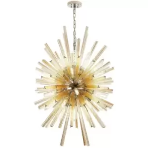Image of Luminosa Hornby 32 Light E27, Vertical Oval Ceiling Pendant Polished Nickel, Champagne Glass