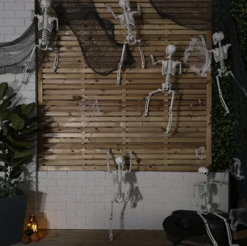 Image of Pack of 6 90cm (3ft) Posable Full Body Halloween Skeleton Decoration with Movable Joints