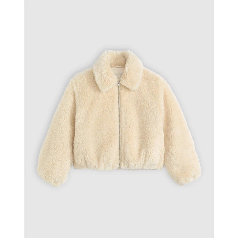 Image of Levis Womens Elle Sherpa Lined Denim Sherpa Jacket White Swan female 10 (S)