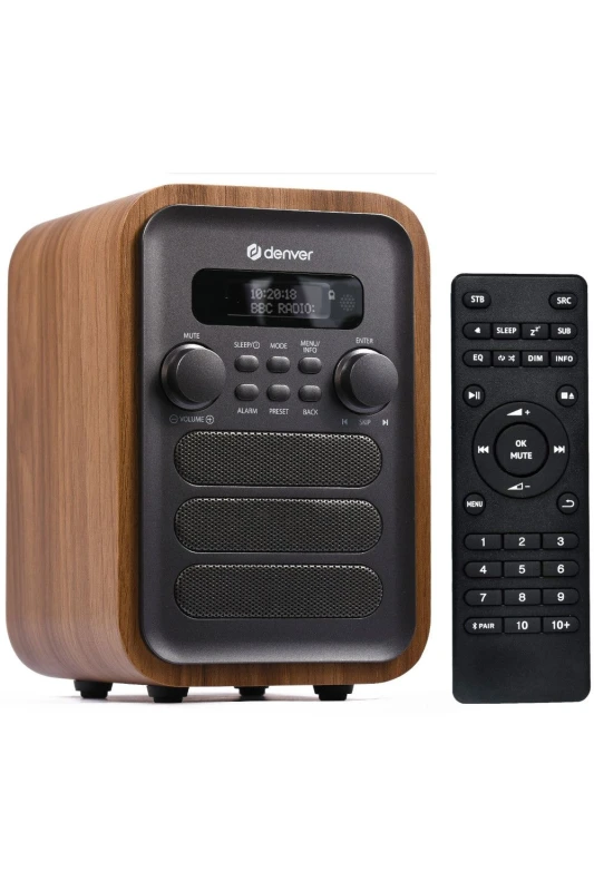 Image of Denver 'DAB-48' Bluetooth DAB /DAB+ Radio With Large Remote Control in Grey Grey Unisex