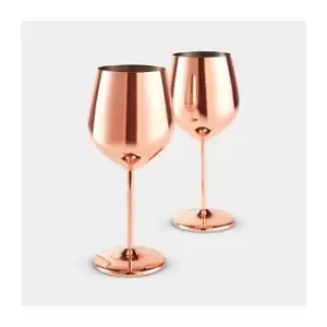Image of Btfy - Copper Finish Wine Glasses, Set of 2 Stainless Steel Cocktail Glasses, Shatter Proof with Gift Box - Perfect Present For Him and Women (Rose