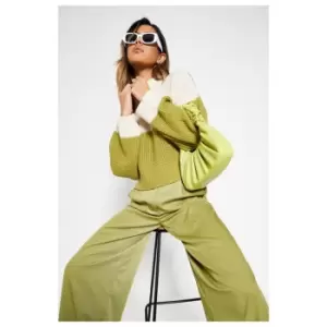 Image of I Saw It First Colour Block High Neck Seed Stitch Jumper - White