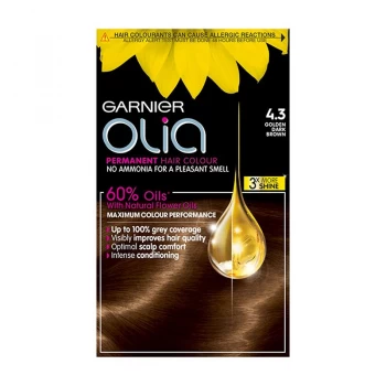 Image of Garnier Olia 4.3 Dark Golden Brown Permanent Hair Dye Brunette