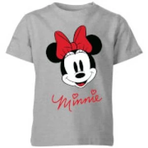 Image of Disney Minnie Face Kids T-Shirt - Grey - 7-8 Years