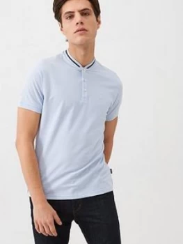 Image of Barbour Grandad Collar Polo Shirt - Blue Size M Men