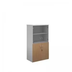 Image of Duo combination unit with glass upper doors 1440mm high with 3 shelves
