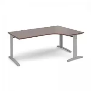 Image of TR10 deluxe right hand ergonomic desk 1800mm - silver frame and walnut