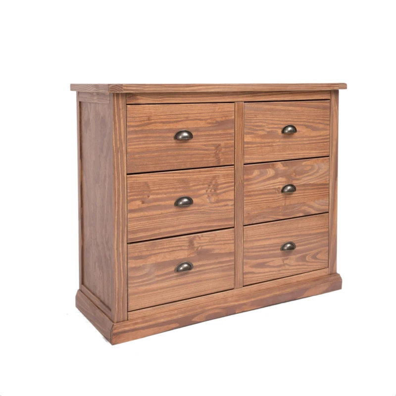 Image of Cabinet Bits Tirolo 6 Drawer Chest of Drawers Brass Cup Handle in Brown Brown Unisex