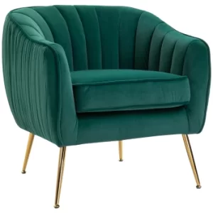 Image of HOMCOM Velvet Armchair Tub chair with Golden Metal Leg Living Room Furniture Green