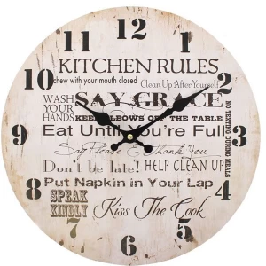 Image of Distressed Look Kitchen Rules Wall Clock