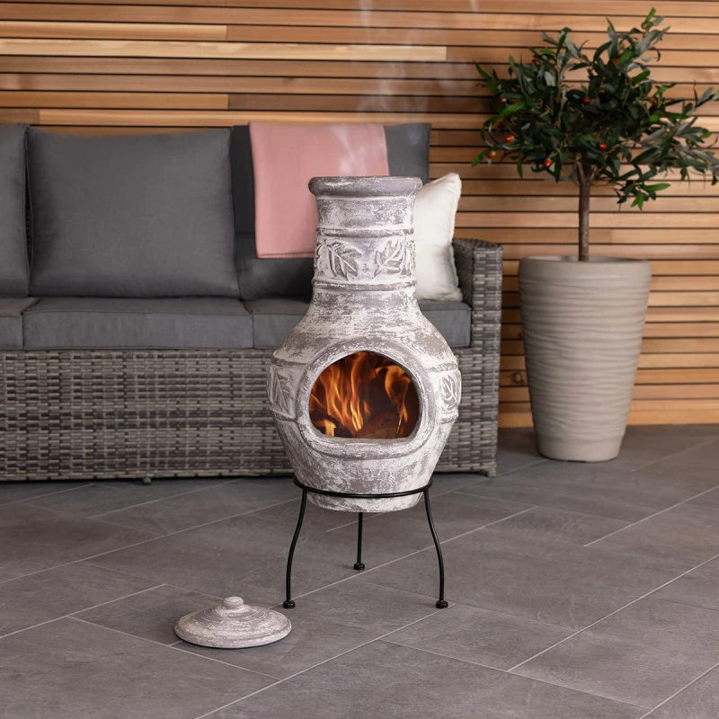 Image of Acopulco Grey Clay Chiminea