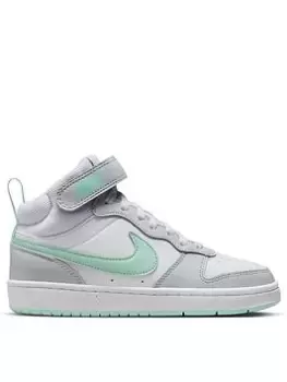 Image of Nike Court Borough Mid Junior Unisex Trainers, Light Green, Size 5