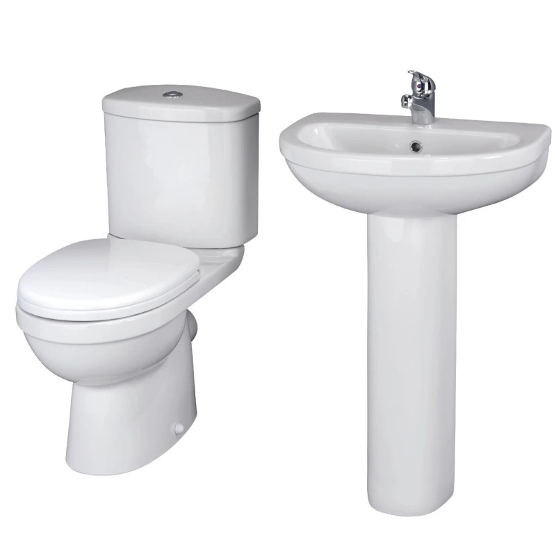 Image of Balterley Toilet Pan Cistern Seat 550mm 1 Tap Hole Basin and Full Pedestal White