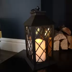 Image of 30cm Battery Operated LED Christmas Lantern with Flickering Candle Indoor Decoration