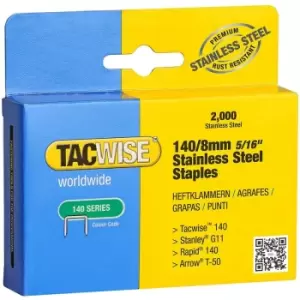 Image of Tacwise - 1216 Box of 2000 x 140 / 8mm Stainless Steel Staples