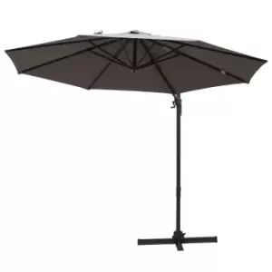 Image of Outsunny Cantilever Tilt Parasol w/ Crank and 8 Ribs - Grey