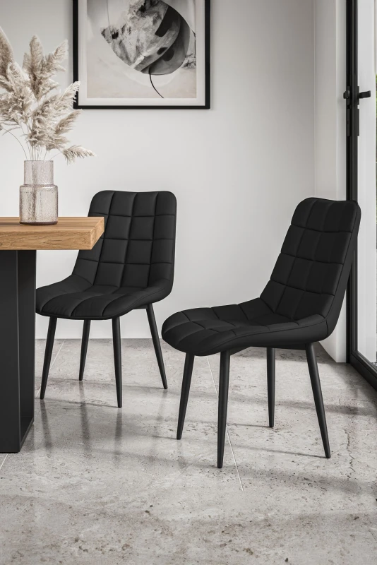 Image of More4homes Nova Modern Faux Leather Dining Chair Padded Seat Metal Legs Kitchen 6 Pcs Black 5.05574E+12
