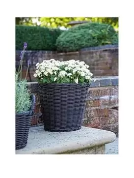 Image of Ivyline Polyrattan Willow Lined Basket / Planter - 40Cm