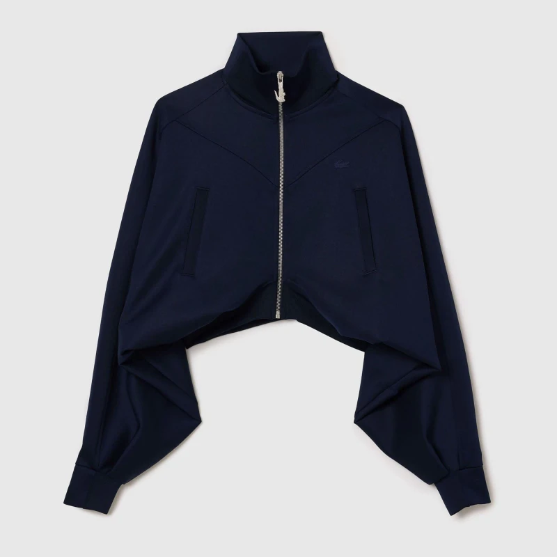 Image of Lacoste Cropped Full-Zip Sweatshirt Navy female 12
