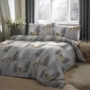 Image of Dreams & Drapes Lodge Shetland Pony 100% Brushed Cotton Reversible Duvet Cover Set, Charcoal, King