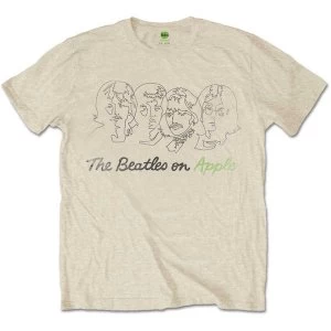 Image of The Beatles - Outline Faces on Apple Mens Medium T-Shirt - Sand