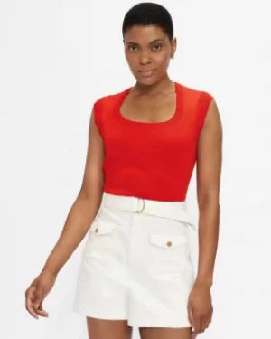 Image of Scallop Detail Knitted Top