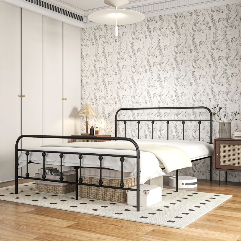 Image of Homcom 3ft Metal Single Bed Frame W/ Storage - Black 831-791V00BK
