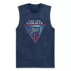 Image of Marvel Thor - Love and Thunder Raise Your Hammer Unisex Vests - Navy Acid Wash - M
