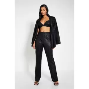 Image of I Saw It First Glitter Wide Leg Tailored Trousers - Black