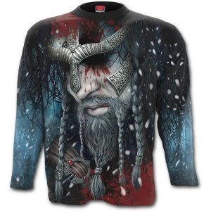 Image of Viking Wrap Allover Mens Medium Long Sleeve T-Shirt - Black