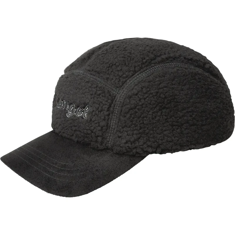 Image of Kangol 5 Panel Cap Kangol Script Faux Sherpa Noir Unisex TU