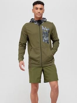 Image of Nike Train Dri-Fit Camo Zip Hoodie - Green, Size S, Men