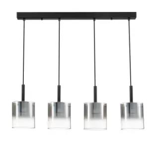 Image of Contemporary LED Bar Pendant Ceiling 4 Light Black, Glass 3000K
