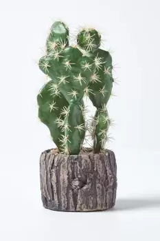 Image of Artificial Cactus Prickly Pear in Stone Pot, 26cm Tall