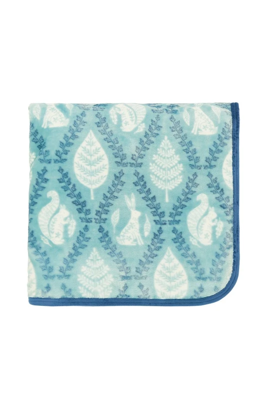 Image of Helena Springfield Helena Springfield 'Woodland Trellis' Fleece Blanket in Blue Size: 140cm x 180cm Blue 140cm x 180cm Unisex 5016709718844