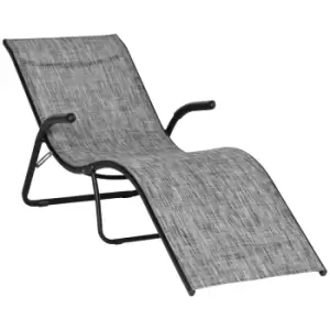 Image of Outsunny Folding Lounge Chair Outdoor Chaise Lounge For Beach Poolside - Grey