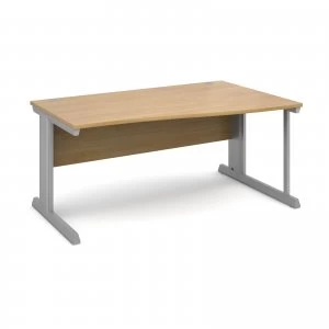 Image of Vivo Right Hand Wave Desk 1600mm - Silver Frame Oak Top