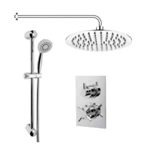 Image of Concealed Thermostatic Mixer Shower with Slim Wall Mounted Shower Head & Handset - EcoStyle