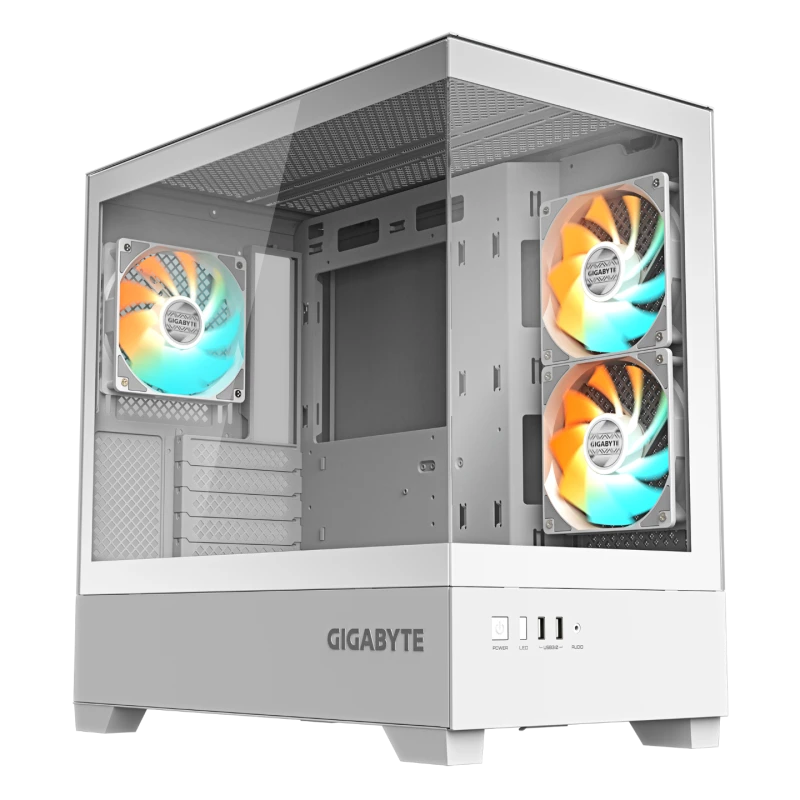 Image of Gigabyte C201 Panoramic ICE PC Micro ATX ARGB Gaming Case - White - GB-C201PI